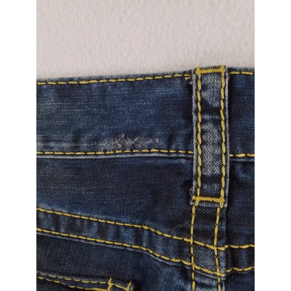 True Religion Jeans Mens 42x34 Skinny Flap Pocket Big T Y2K Hip Hop Thick Stitch